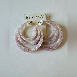 Francesca's Collections Marbled Pink Hoop Earrings